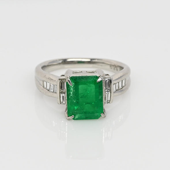 2.85ct GIA Colombian Emerald and Diamond Platinum Ring