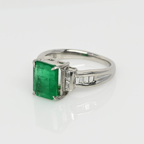 2.85ct GIA Colombian Emerald and Diamond Platinum Ring