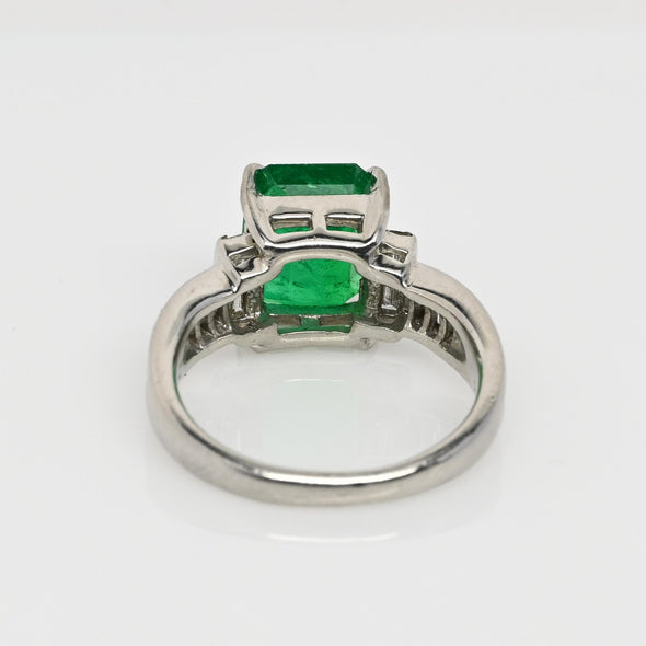 2.85ct GIA Colombian Emerald and Diamond Platinum Ring