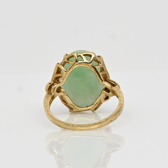 Vintage 10ct Jade Oval 14k Yellow Gold Ring