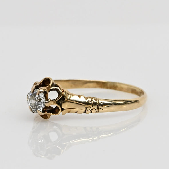 Victorian Old European Cut Diamond Buttercup Gold Solitaire Ring