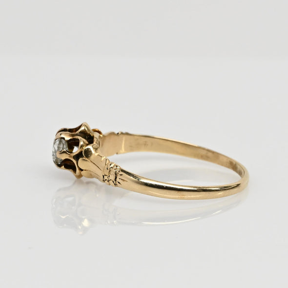 Victorian Old European Cut Diamond Buttercup Gold Solitaire Ring