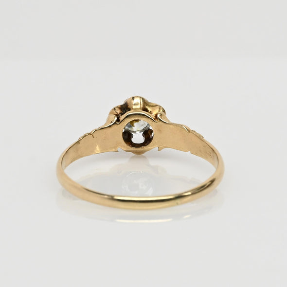 Victorian Old European Cut Diamond Buttercup Gold Solitaire Ring