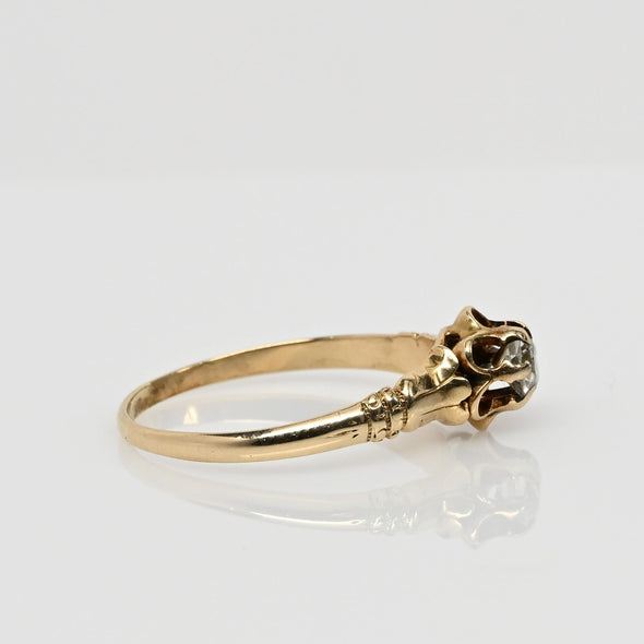 Victorian Old European Cut Diamond Buttercup Gold Solitaire Ring