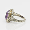 Art Deco Amethyst 14K White Gold Filigree Ring
