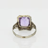 Art Deco Amethyst 14K White Gold Filigree Ring