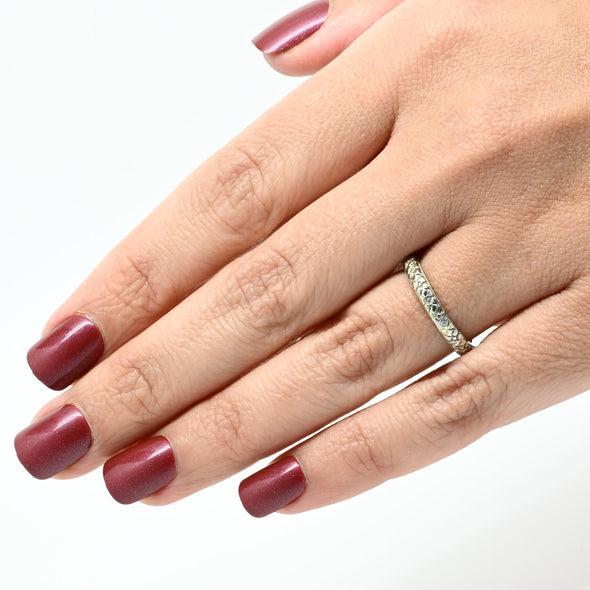 Vintage Floral Milgrain 14K Gold Wedding Band