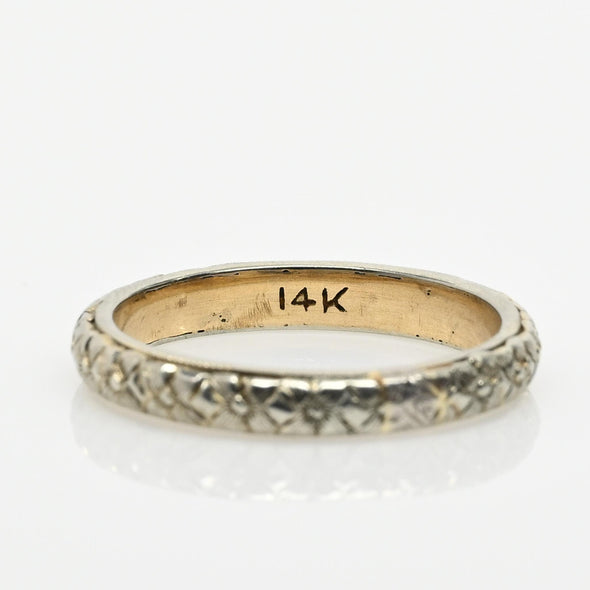 Vintage Floral Milgrain 14K Gold Wedding Band