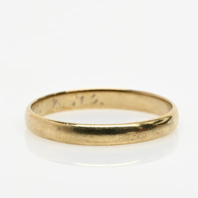 Date 21/4/35 Vintage Yellow Gold Wedding Band 8K Size 11