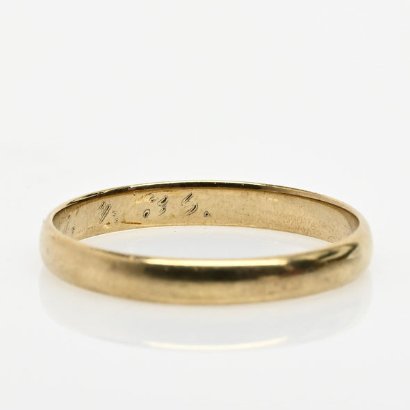 Date 21/4/35 Vintage Yellow Gold Wedding Band 8K Size 11