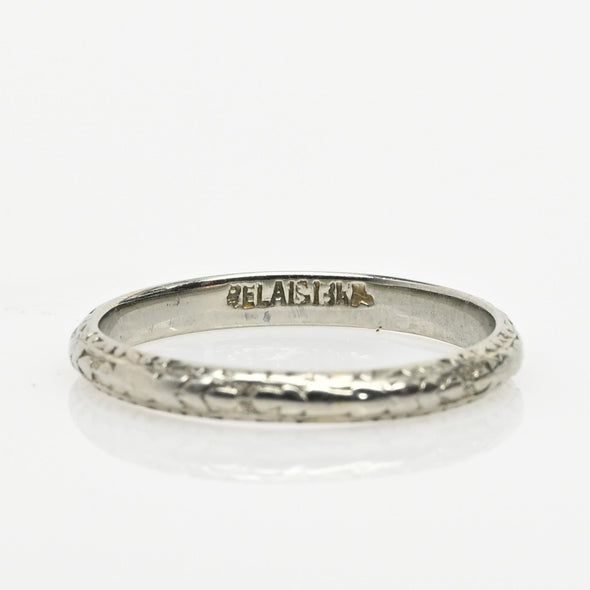 Vintage Floral Design With Milgrain White Gold Wedding Band