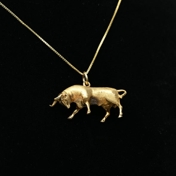 Bull 14K Gold Vintage 3D Pendant