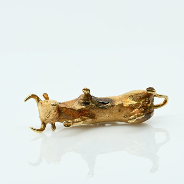 Bull 14K Gold Vintage 3D Pendant