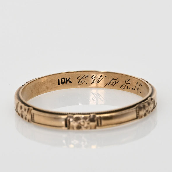 Vintage Personalized 10K Yellow Gold Wedding Band Size 10.5