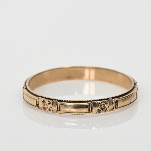 Vintage Personalized 10K Yellow Gold Wedding Band Size 10.5
