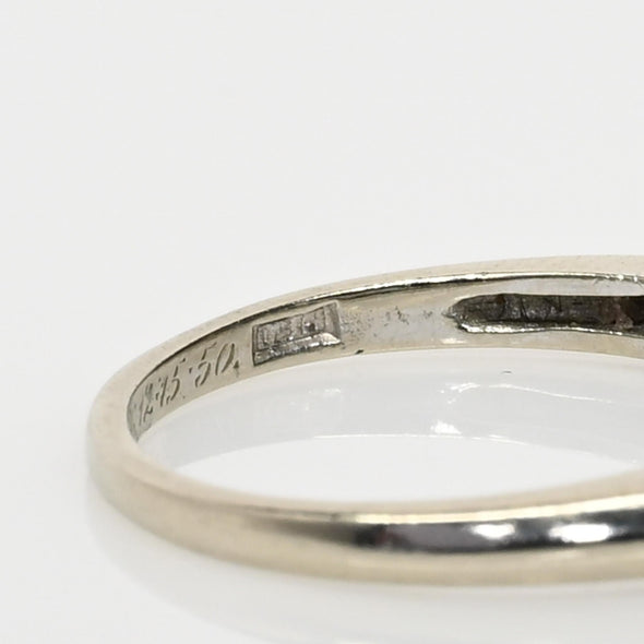 Dated 1950 Vintage 14K White Gold 7 Diamond Antique Wedding Band