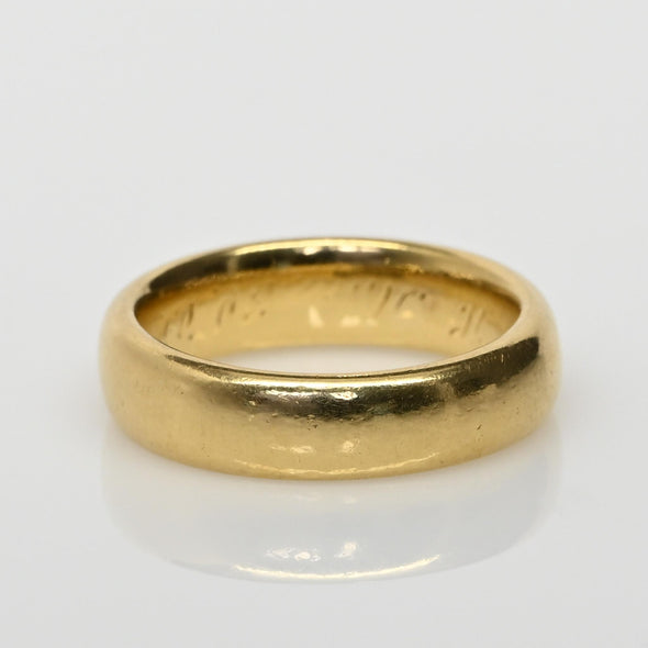 Dated April 30 1905 18K Antique Yellow Gold Wedding Band