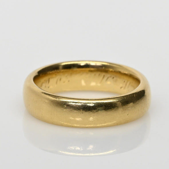 Dated April 30 1905 18K Antique Yellow Gold Wedding Band