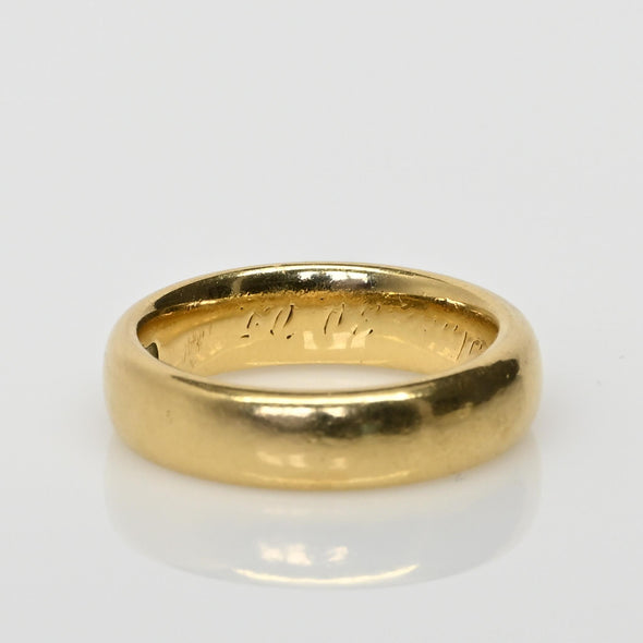Dated April 30 1905 18K Antique Yellow Gold Wedding Band