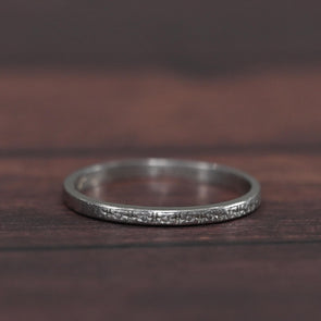 Dated 1945 Personalized Vintage 18K Petite Engraved Stackable Wedding Band