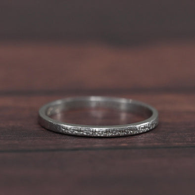 Dated 1945 Personalized Vintage 18K Petite Engraved Stackable Wedding Band