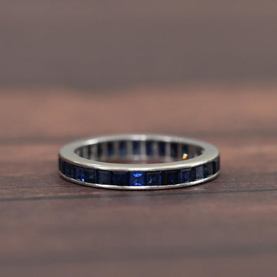 Antique Art Deco Sapphire Platinum Wedding Band