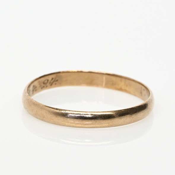 Dated 1924 8K Yellow Gold Vintage Smooth Finish Band
