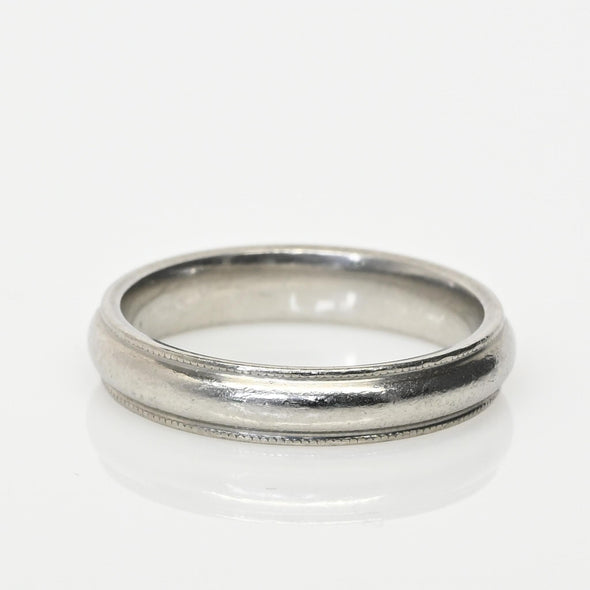 Platinum Vintage Wedding Band With Milgrain Detail