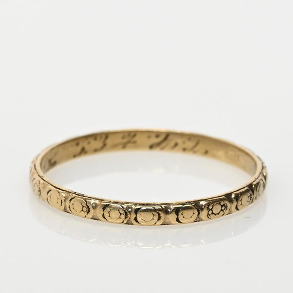 Vintage 18K Yellow Gold Engraved Wedding Band