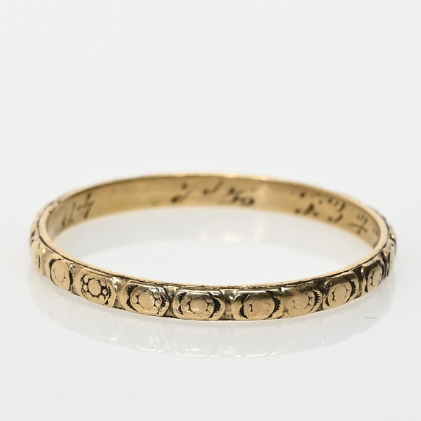 Vintage 18K Yellow Gold Engraved Wedding Band
