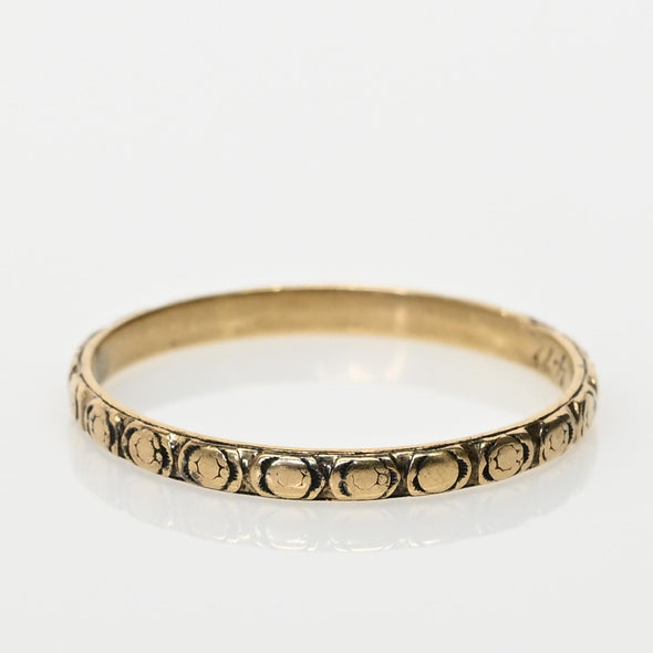 Vintage 18K Yellow Gold Engraved Wedding Band