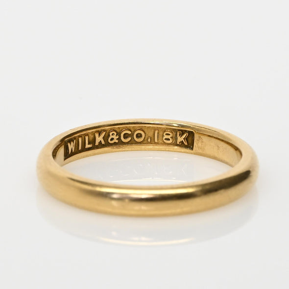 Vintage 18K Yellow Gold WILK & CO Wedding Band