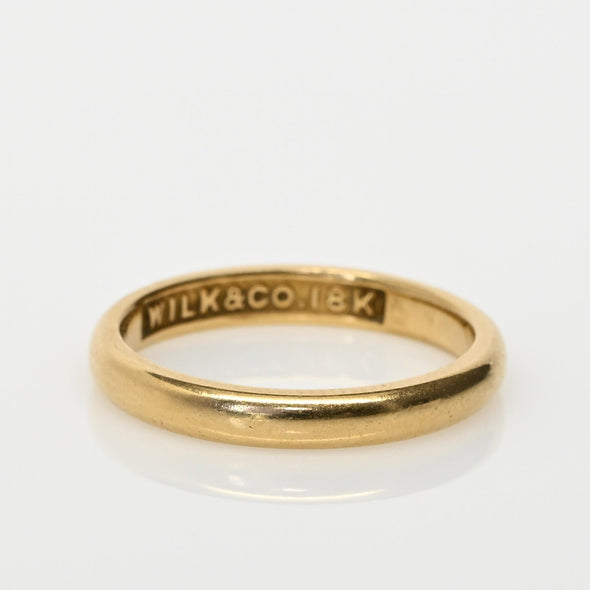 Vintage 18K Yellow Gold WILK & CO Wedding Band