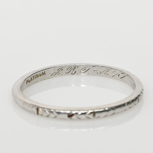 Dated 1926 Art Deco Platinum Vintage Chevron Antique Wedding Band