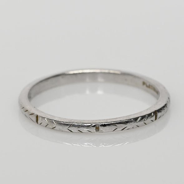 Dated 1926 Art Deco Platinum Vintage Chevron Antique Wedding Band