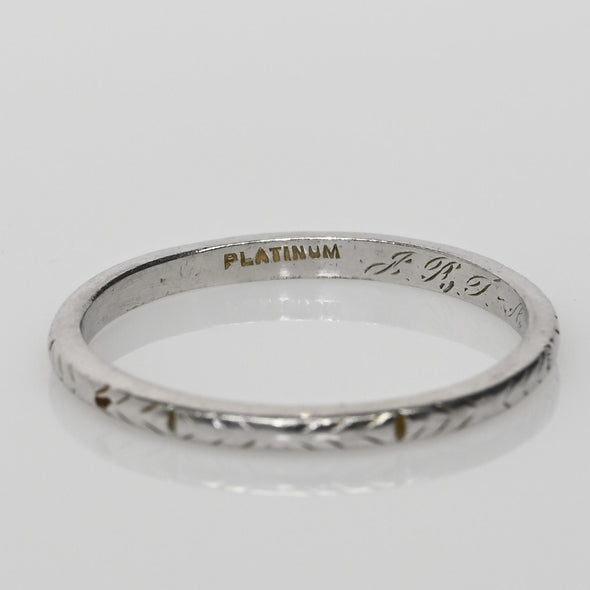 Dated 1926 Art Deco Platinum Vintage Chevron Antique Wedding Band