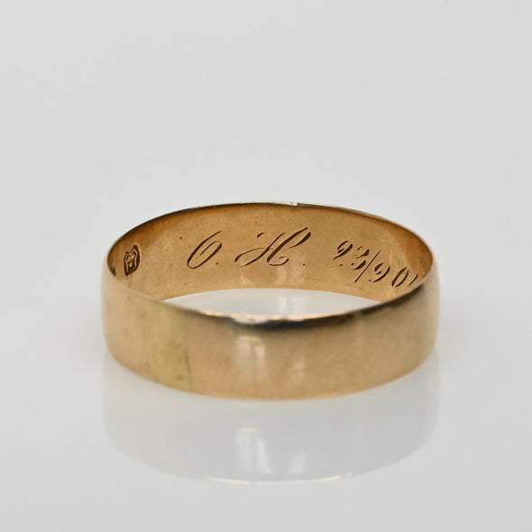 Antique Band Engraved G.H. 23 1904 14k Gold Ring