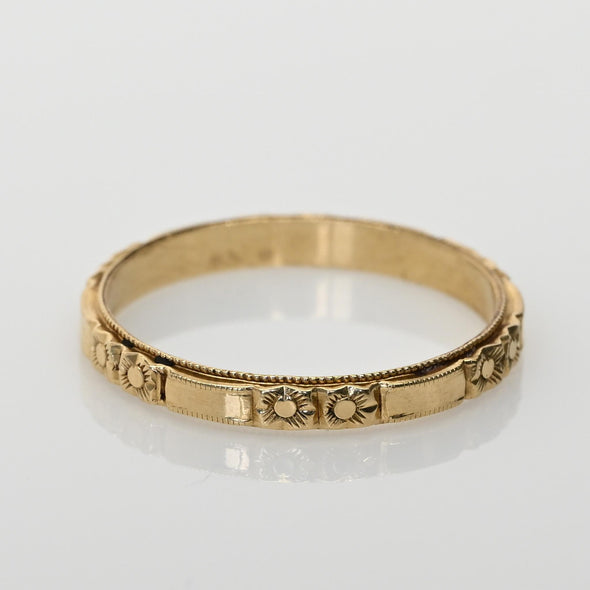 14K Yellow Gold Floral Wedding Band