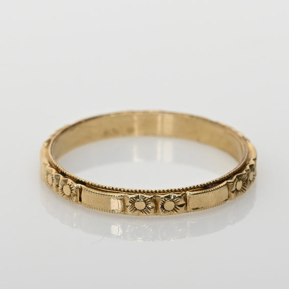 14K Yellow Gold Floral Wedding Band