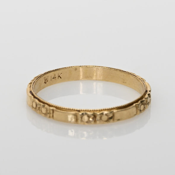 14K Yellow Gold Floral Wedding Band
