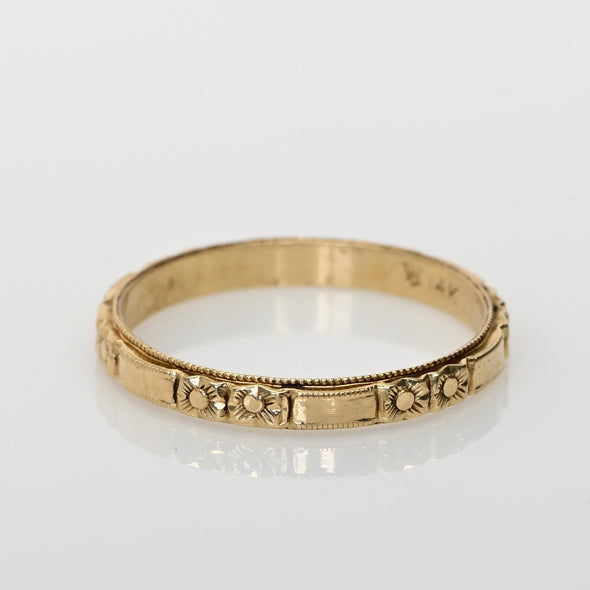 14K Yellow Gold Floral Wedding Band