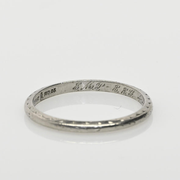 Platinum Vintage Chevron Wedding Band Dated 1929