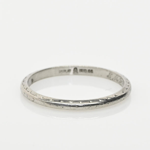 Platinum Vintage Chevron Wedding Band Dated 1929