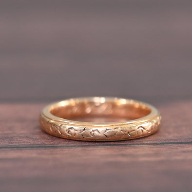 Vintage Orange Blossom Personalized 14K Yellow Gold Wedding Band