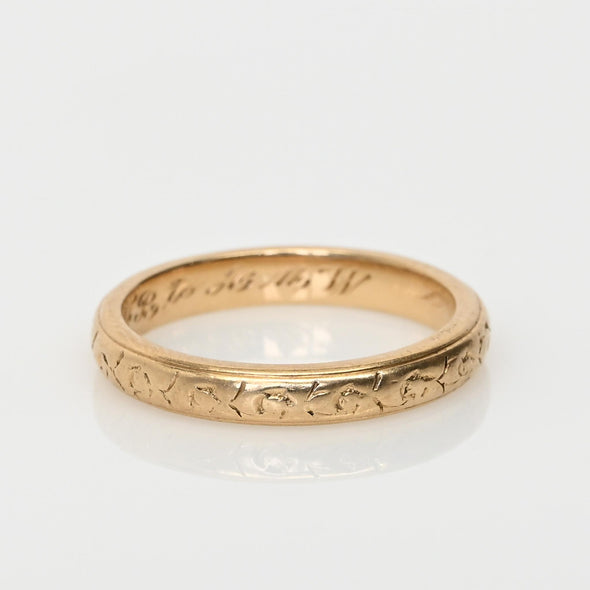 Vintage Orange Blossom Personalized 14K Yellow Gold Wedding Band