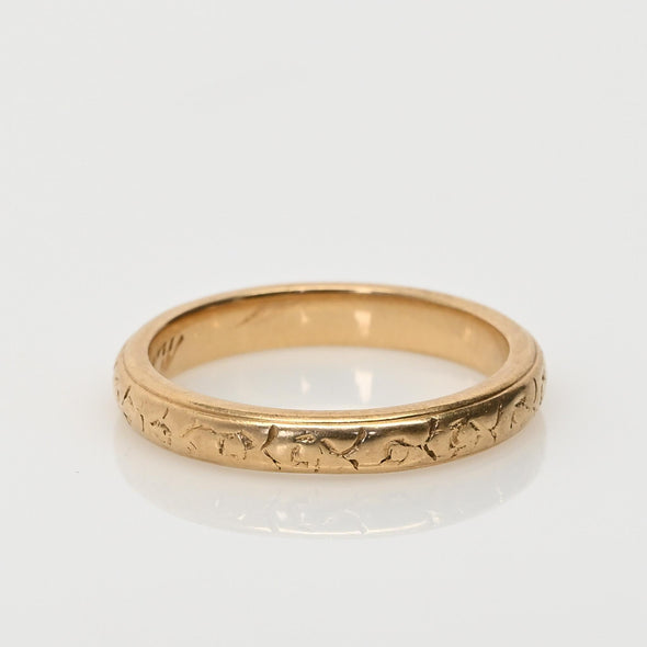 Vintage Orange Blossom Personalized 14K Yellow Gold Wedding Band