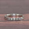 Circa 1920's 18K White Gold Diamond and Chevron Wedding Band