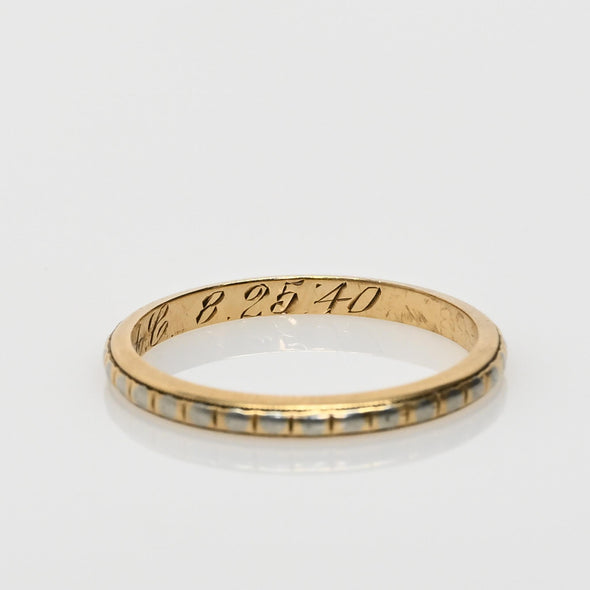 Vintage 18K Yellow Gold Engraved Wedding Band Dated 1940