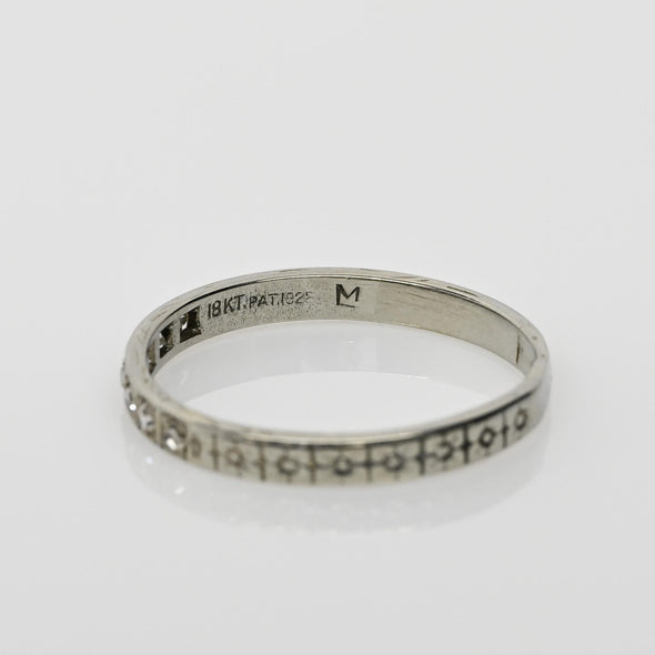 Circa 1920's Art Deco Single Cut Diamond and Floral Pattern Wedding Band