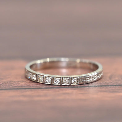 Circa 1920's Art Deco Single Cut Diamond and Floral Pattern Wedding Band